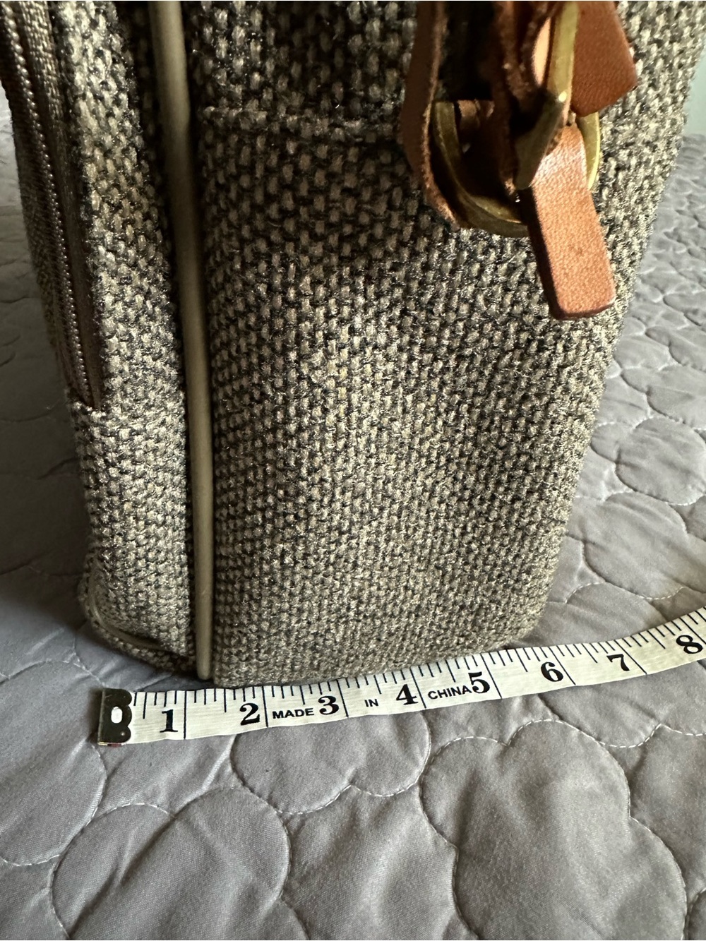 Vintage Travel Set Garment Bag & Carry Case in Brown Tweed with Leather Trim EUC - Picture 10 of 14